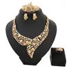 Комплект ожерелья и серег Дубай, позолоченные ювелирные изделия из 18-каратного золота, нигерийские бусины для традиционного брака, женские свадебные украшения