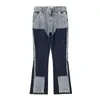 Jeans da uomo Streetwear Inchiostro maculato Abbinamento colori Y2K Jeans larghi per uomo Patchwork Rage Frange Micro Denim Pantaloni oversize Cargo larghi 230920