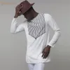 Etnische Kleding BOHISEN Mode Gestreepte Print Shirt Mannen Merk Afrikaanse Dashiki Jurk Heren Lange Mouw Witte Shirts Africa311t