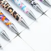 wholesale Leopard Beadable Pens DIY Beaded Ballpoint Pens Plastic Rotary Ball School Office Supplies ZZ