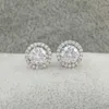 Boucles d'oreilles en Moissanite pour femmes, Design minimaliste, pleine lune, dos à vis, hypoallergénique, diamant Moissanite 6.5mm, 925