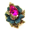 Broches Luxueux Designer Ton Or Multi Couleur Feuilles Rose Strass Rose Fleur Broches Et Épingles Pour Femmes Habillé Costume Bijoux