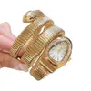 Luxe damesarmbandhorloge gouden slang Horloges Merkontwerper Roestvrij stalen band diamant Dameshorloges voor dames Valentine220o