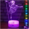 Veilleuses Série Sport Lampe de chevet pour enfants Cadeaux Bébé Slee Éclairage 3D Joueur de basket-ball Lampe de table LED Veilleuses Danseurs D Otib1