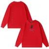 Modna Czerwona Bluza na męską bluzę grube męskie bluzy klasyczne załoga szyi dressit Hip Hop Street Red Casual Swater L6
