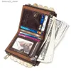 Money Clips Vente chaude Casual Hommes Portefeuilles Crazy Horse En Cuir Court Porte-Monnaie Hasp Design Portefeuille En Cuir De Vache Embrayage Portefeuilles Mâle Carteiras Q230921