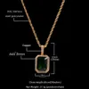 チョーカーThe Bling King Iced Cubic Zirconia Gem Necklace Pendant Pink/Blue/Green/Red Square Gemペンダントネックレス女性ジュエリー230920