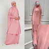 Etniska kläder Två stycke Jilbab Bönset Abaya för kvinna Batwing Hijab klänning Muslimsk kimono kaftan Robe Long Khimar Islam tyg Jilbab Ramadan 230921