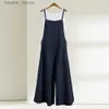 Women's Jumpsuits Rompers Casual Loose Jumpsuit Women Summer Solid Cotton Linen Straps Wide Leg Pants Dungaree Bib Overalls Sleeveless Oversized Jumpsuits L230921