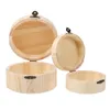 Cadeau cadeau 2pcs boîte de rangement en bois simple boîtes rondes organisateur de pièces