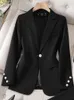 Abiti da donna S-4XL Taglie forti Giallo Cachi Nero Ufficio Blazer e giacca da donna Donna Solido Manica lunga Abbigliamento da lavoro formale