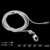 Big Promotions 100 PCS 925 Sterling Silver Swefet Snake Stain Classlace Clasps Clasps Cains Jewelry Size 1mm 16inch --- 24inch272V