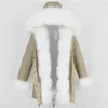 LaVelache Manteau de fourrure d'hiver Long Parka Hommes Doublure de lapin Collier naturel à capuche épais chaud veste masculine 201204