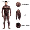 Catsuit Costumes Zawaland Halloween Party Funny Cosplay Costumes Animal Wolf 3D Printed Bodysuit Zentai Full Cover With Tail Jumpsuits Catsuits
