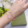 Créateur de bijoux Cleef Clover Trèfle à quatre feuilles Collier Bracelet Boucles d'oreilles Ensemble 4 Trèfle à quatre feuilles Charme Rose clair avec diamant