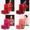 Valises Vintage bagages roulants chariot boîte ensemble chinois rouge étui de mariage grande capacité maquillage valise stockage voyage