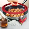 Pannor stekpanna med lock glas wok lock täcker för täcken 28-30-32 cm rund silikon