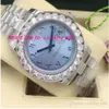 Montre de luxe Bigger Diamond Bezel Mouvement mécanique automatique 228206 Platine 40mm Ice Blue Arabe Cadran Rare Hommes Montres Bracelet241g