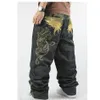 Men's Jeans Skate Baggy Loose Embroidery Rap Hip Hop Denim Trousers Pants 1AS1298d