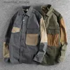 Chemises habillées pour hommes Automne Hommes Vintage Color Block Workwear Veste Casual Loose Shirt L230921