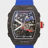 Lyxklocka Richarmilles metallfiber armbandsur kol Mekanisk titan RM6702 Maskiner World Blue Famous Da2i L