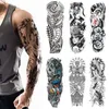 Other Tattoo Supplies Large Arm for Men Waterproof Temporary Sticker Sleeve Fish Skull Fake Women 230921