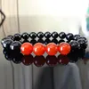 Bracelet en Onyx noir véritable pour hommes, perles de cornaline à quatre focales, 10mm, haute qualité, MG1121, 275T