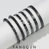 Link Armbanden Natuursteen Zwart Hematiet Armband Voor Vrouwen Mannen Liefde Platte Kraal Geweven Verstelbare Sieraden Geschenken