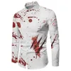 Chemises décontractées pour hommes Halloween à manches longues Chemise imprimée à la main de sang personnalisée personnalisée Festive Eerie Scarred Tunique à revers