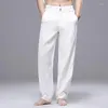 Men's Pants Men Summer Lightweight Breathable Cotton Linen Casual Mens Solid Straight Harem Fashion Loose Trousers