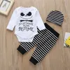 Kleidung Sets Baby Junge Mädchen Halloween Kleidung geboren Säugling Baumwolle Brief Drucken Langarm Tops Streifen Hosen Hut 3 Stück anzüge 230920