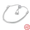 Charm Armband Charms Sterling Silver Love Heart Sliding Magnetic Armband Multi Snake Chain Sparkling Disc Mouse Heart Clasp Bangle 230921