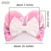 Hair Accessories Sequins 5"Hair Bow Mouse Ears Headband Waffle Fabric Turban Headwrap Girls Giltter Festival Accessories Kids Halloween Hairband 230920