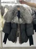Fourrure pour femme Fausse fourrure 2022 hiver femmes manteau chaud surdimensionné réel col de fourrure de renard épais vêtements d'extérieur de luxe nouvelle mode 90% veste en duvet d'oie J230921