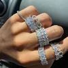 Anneaux de bande ZAKOL mode luxe multicolore charme Baguette cubique zircone anneaux de mariage pour les femmes T forme pierre fête bijoux FSRP2201w
