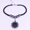 Braccialetti a maglie Bracciale girasole Donna Colore nero Acciaio inossidabile Fiore della vita Gioielli con ciondolo Acero Inoxidable Joyeria Mujer B18S06