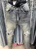 Mäns jeans ight Blue Flex men ut jean rippade veck jean streetwear smal mager stretch denim avsmalnande byxa män motorcykel byxa jeans män j230921