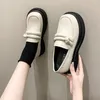 Klädskor för kvinnor 2023 Brand Loafers Women's High Heels Summer Round Toe Office and Career Slip-On Wedge