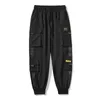 Calças de brim masculinas bloco preto bolso calças de carga harem corredores harajuku sweatpant hip hop calças táticas 230921
