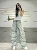 Women's Jeans Minus Two Heavy Industry Multi-Pocket Washed Cargo Pants Women Y2K Vintage High-Rise Loose Oversized Straight-Leg Jeans 230920