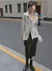 Skirts Midi Women Back Slit Casual Streetwear Design Autumn Clothing Aesthetic Youth Elegant Females Solid All-match High Waist