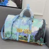 2023-Luxury Bags Unisex Travel Painting Letter Mens Travel Bag Lager Luggage本物の革製バッグ女性フィットネスヨガトートハンドバッグ