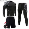 Herrspårar för herrskompression sportkläder kostymer gym tights träning kläder träning jogging sport set löpande rashguard träning för män l23092