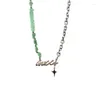 Chains Retro Hip-Hop Neutral Style Cross Letter Pendant Irregular Agate Stitching Metal Necklace Couple Minority Accessories Gift