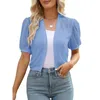 Women's Jackets Women Puff Sleeve Bolero Open Front Summer Cropped Sheer Cardigan h Band 230920