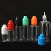 Garrafas PET transparentes 5ml 10ml 15ml 20ml 30ml 50ml Agulha conta-gotas de plástico transparente Garrafa E dura com tampas à prova de crianças para óleos essenciais Embalagem de armazenamento de suco líquido