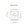 Dubbelskikt kaffemugg med handtag, hög borosilikatglaskopp, miljövänligt värmebeständigt kaffeglas, Hawaiian Party Cup, Party Decor, Birthday Supplies, 200 ml/7oz