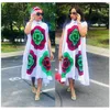 Roupas étnicas Verão Mulheres Vestidos 2021 Grande Flor Imprimir Mangas Curtas Soltas Sexy Bazin Longo Robe Elegante Nigéria Camisa 266o