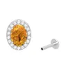 Luxury Classic Genuine Round Diamond and Oval Cut Citrine Stud Earring for Women 14k Gold Gemstone Jewelry Ij-si