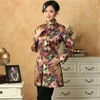 Women's Jackets Long Style Multicolor Silk Satin Outwear Classic Mandarin Collar Coat Printed Floral Jacket Size S To XXXL NJ46
